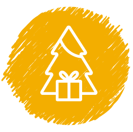 Weihnachtsbaum mit Geschenk – Symbol für Weihnachtsgeld oder festliche Sonderleistungen.